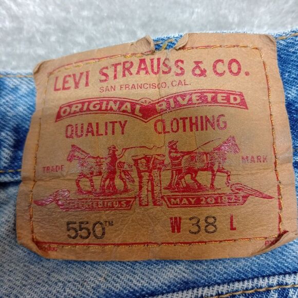 Vintage Levis Shorts Mens 38 x 9 Blue Jean Denim 550 Relaxed Fit 90s Y2K - Picture 10 of 12